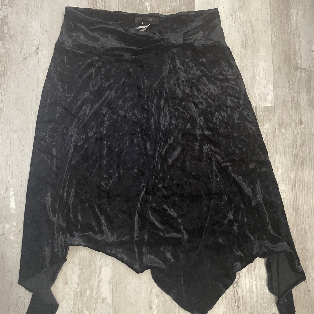 Express Black Velvet Asymmetrical Hem Knot Skirt Size S